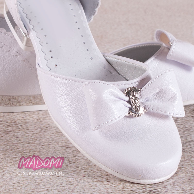 białe buty komunijne dla dziewczynek z kokardą Miko 671 zoom 1
