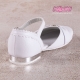 Białe obuwie komunijne dla dziewczynek na srebrnym obcasie OM673