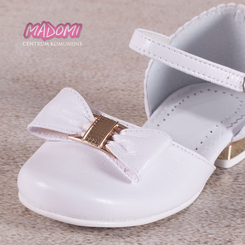 białe buty komunijne dla dziewczynek ze złotą klamerką Miko 672 zoom 4