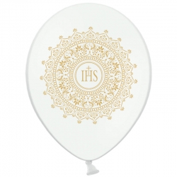 Balon komunijny perłowy z ornamentem IHS BAL110/ 10sztuk